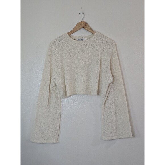 Urban Outfitters Sweaters - Urban Renewal Remnants Cropped Bell Sleeve Sweater Cream Textured Knit Small